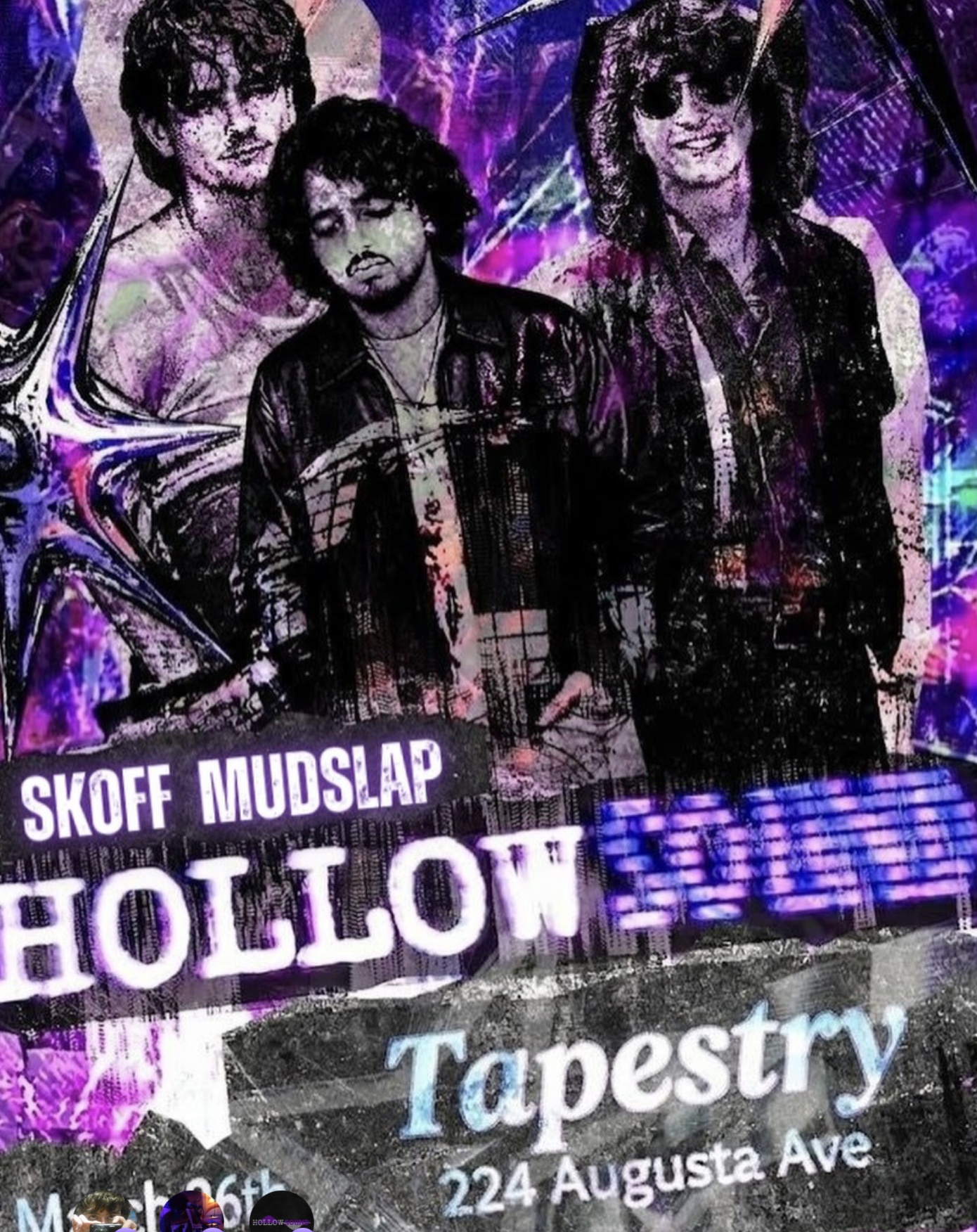 Hollowsound in a distressed ultraviolet band collage