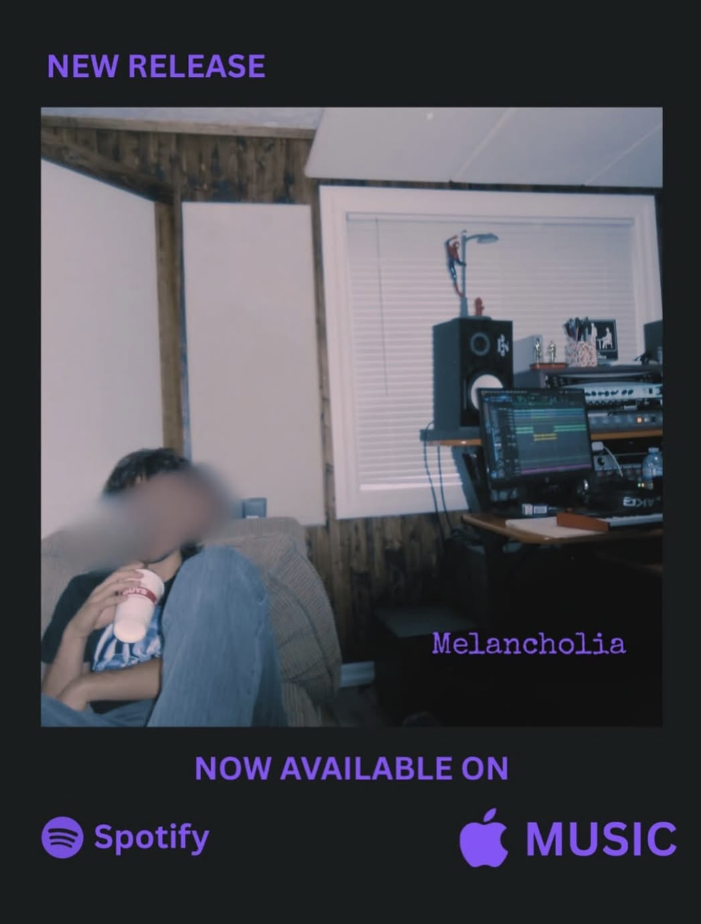 Melancholia release artwork photographed in a home recording studio